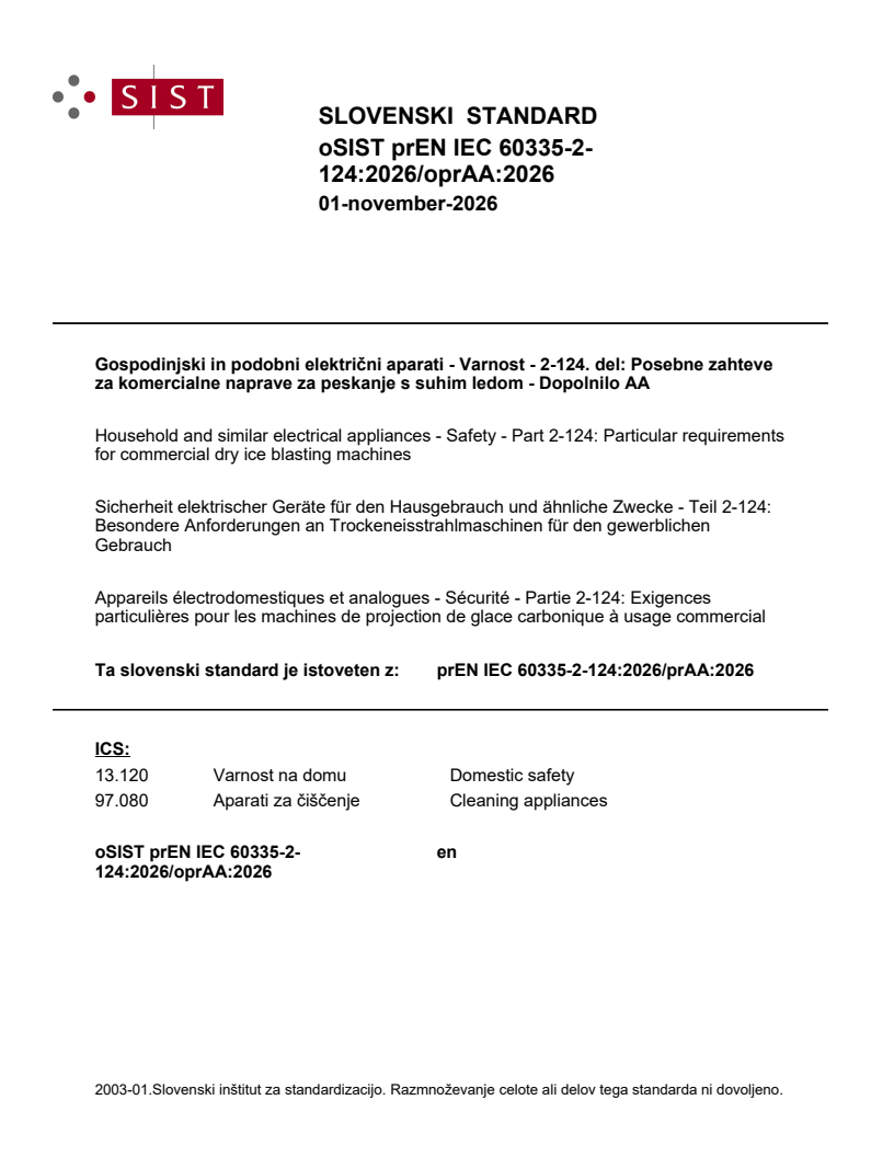 prEN IEC 60335-2-124:2026/prAA:2026 prEN IEC 60335-2-124:2026/oprAA:2026 - Page 1 preview