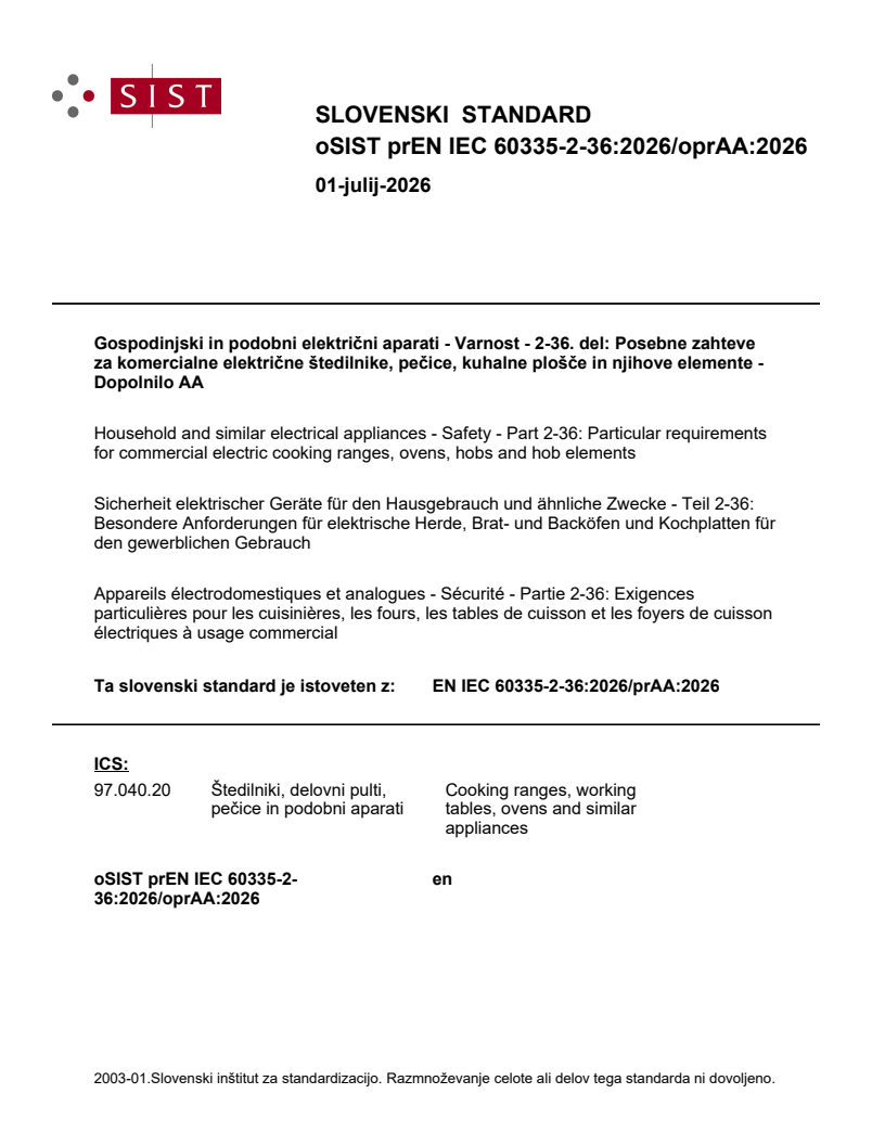 EN IEC 60335-2-36:2026/prAA:2026 prEN IEC 60335-2-36:2026/oprAA:2026 - Page 1 preview