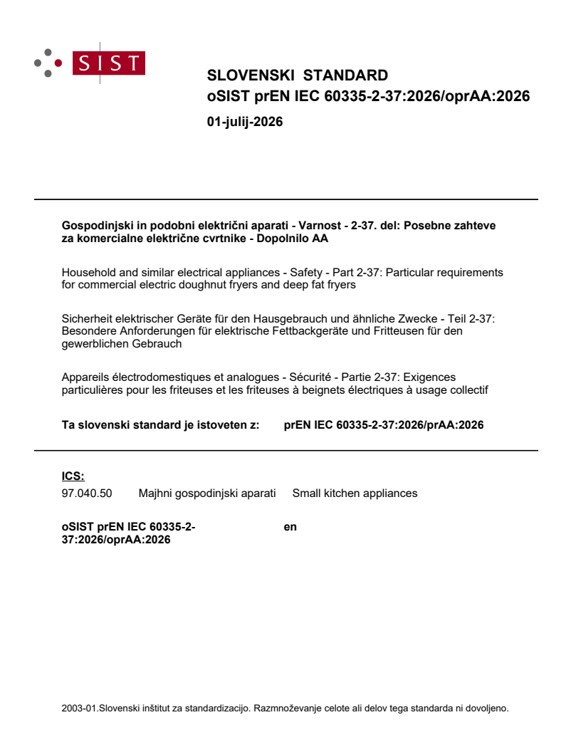 prEN IEC 60335-2-37:2026/prAA:2026 prEN IEC 60335-2-37:2026/oprAA:2026 - Page 1 preview