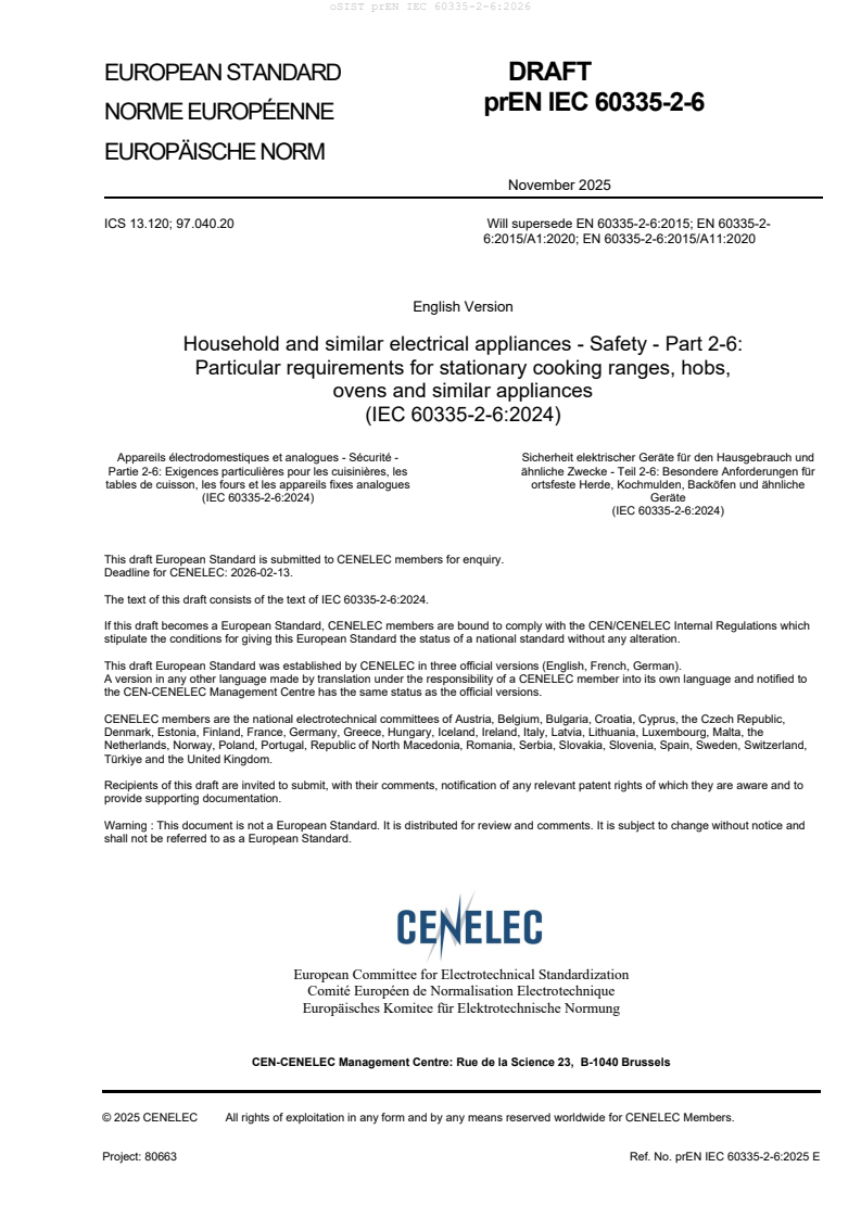 prEN IEC 60335-2-6:2026 - BARVE