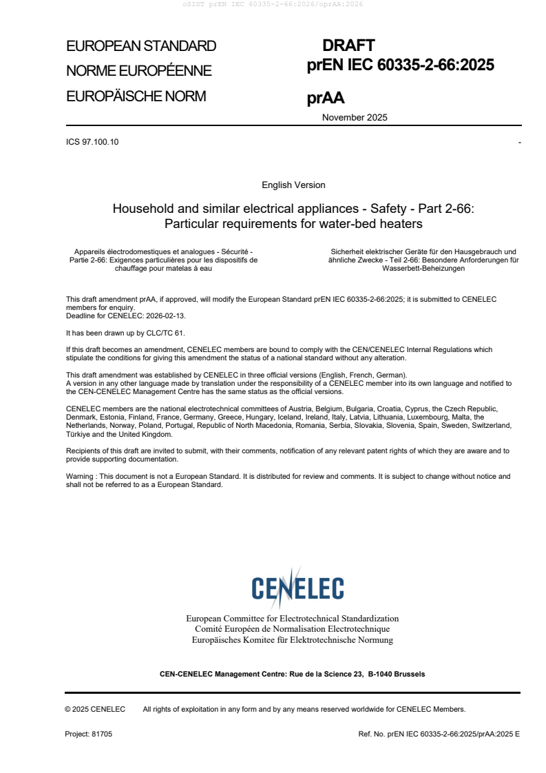 oSIST prEN IEC 60335-2-66:2026/oprAA:2026