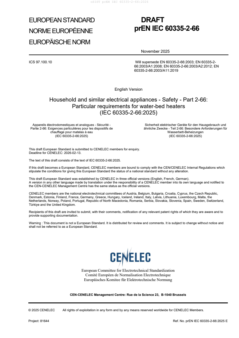 oSIST prEN IEC 60335-2-66:2026