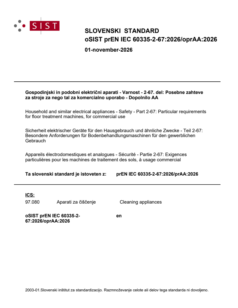 prEN IEC 60335-2-67:2026/prAA:2026 prEN IEC 60335-2-67:2026/oprAA:2026 - Page 1 preview