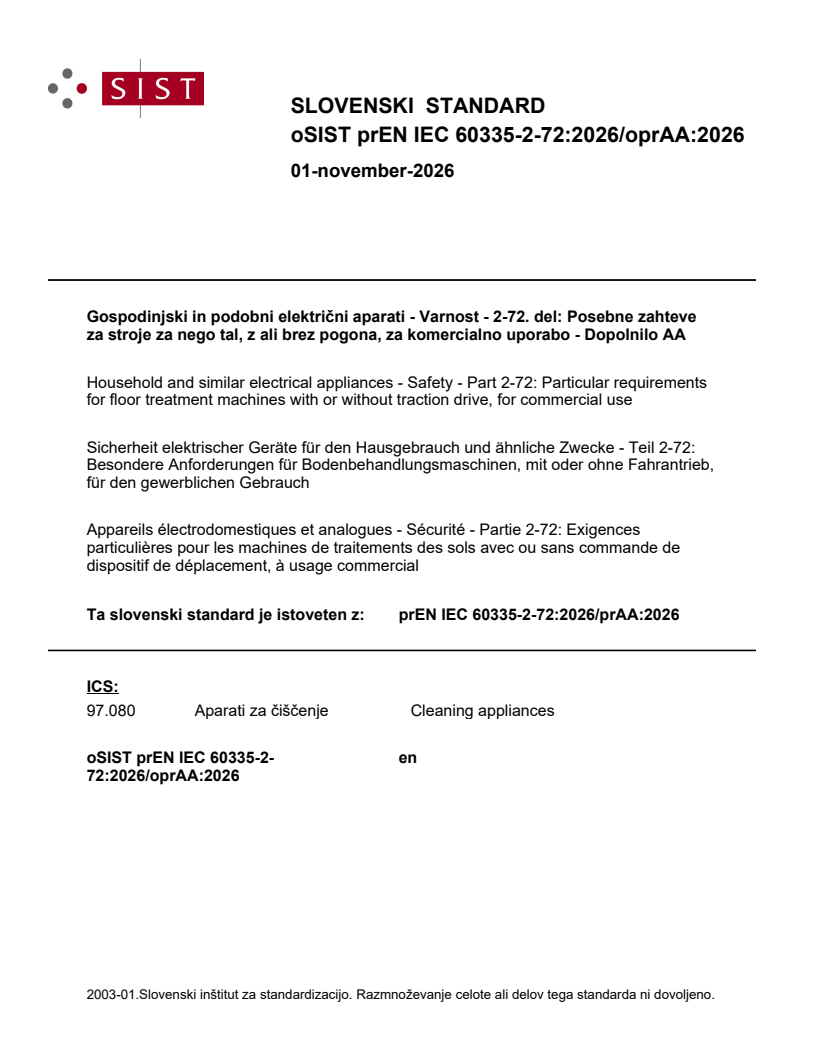 prEN IEC 60335-2-72:2026/prAA:2026 prEN IEC 60335-2-72:2026/oprAA:2026 - Page 1 preview
