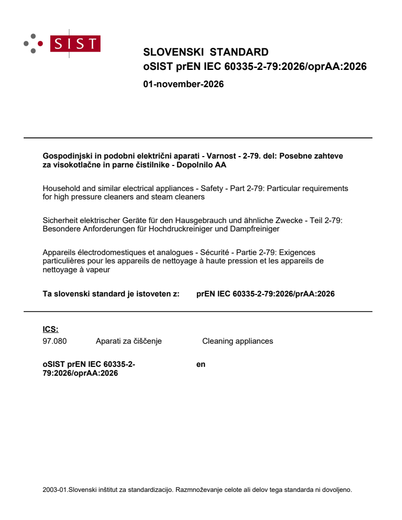 prEN IEC 60335-2-79:2026/prAA:2026 prEN IEC 60335-2-79:2026/oprAA:2026 - Page 1 preview