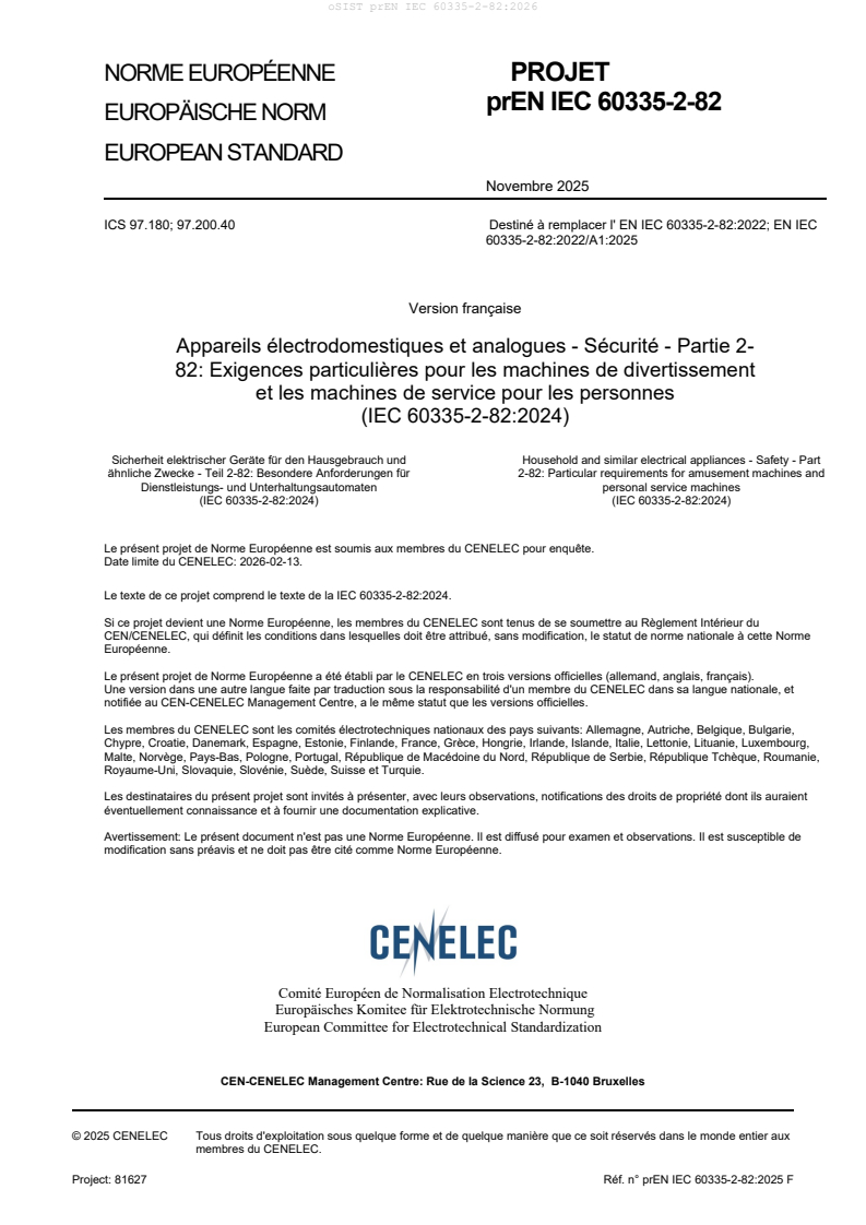 oSIST prEN IEC 60335-2-82:2026