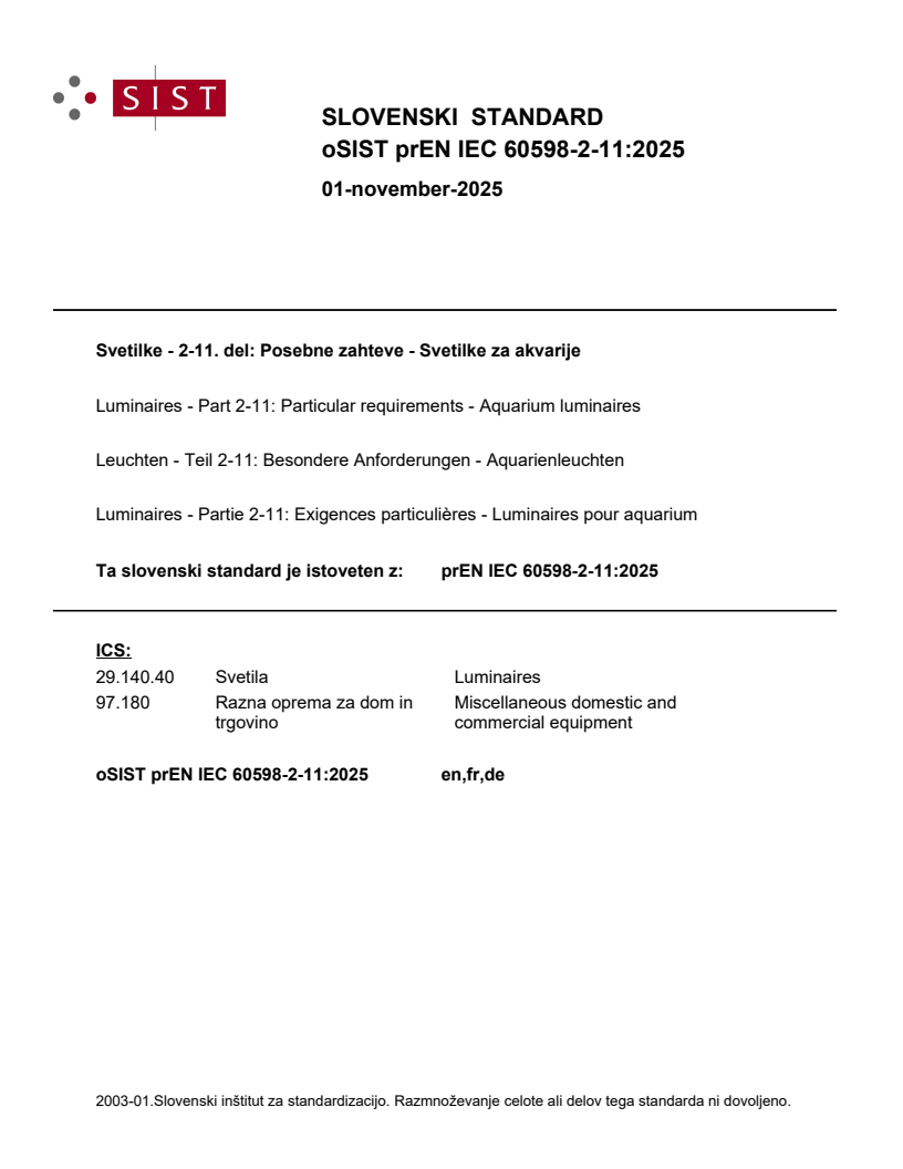 prEN IEC 60598-2-11:2025