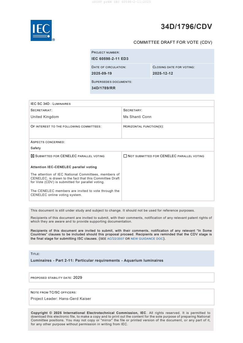 prEN IEC 60598-2-11:2025