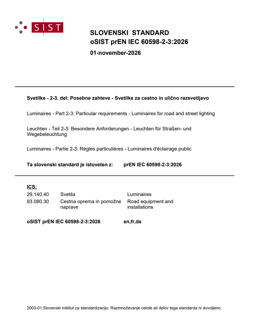 prEN IEC 60598-2-3:2026 prEN IEC 60598-2-3:2026 - Page 1 preview