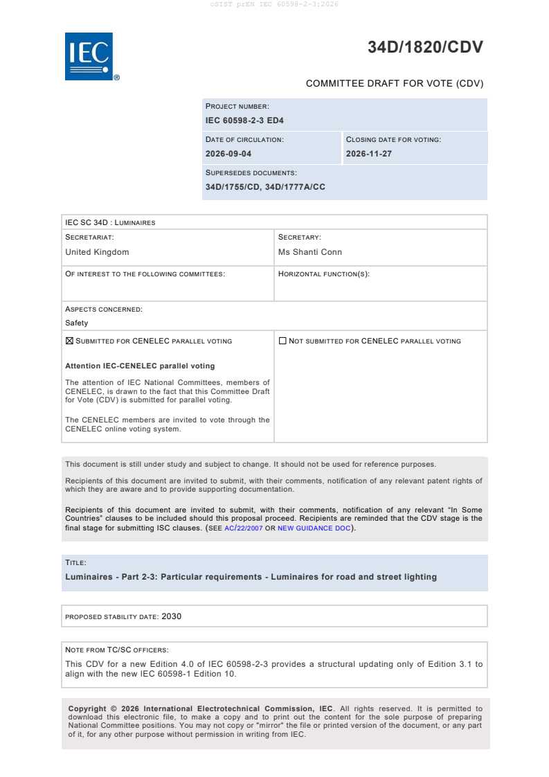 prEN IEC 60598-2-3:2026 prEN IEC 60598-2-3:2026 - Page 3 preview