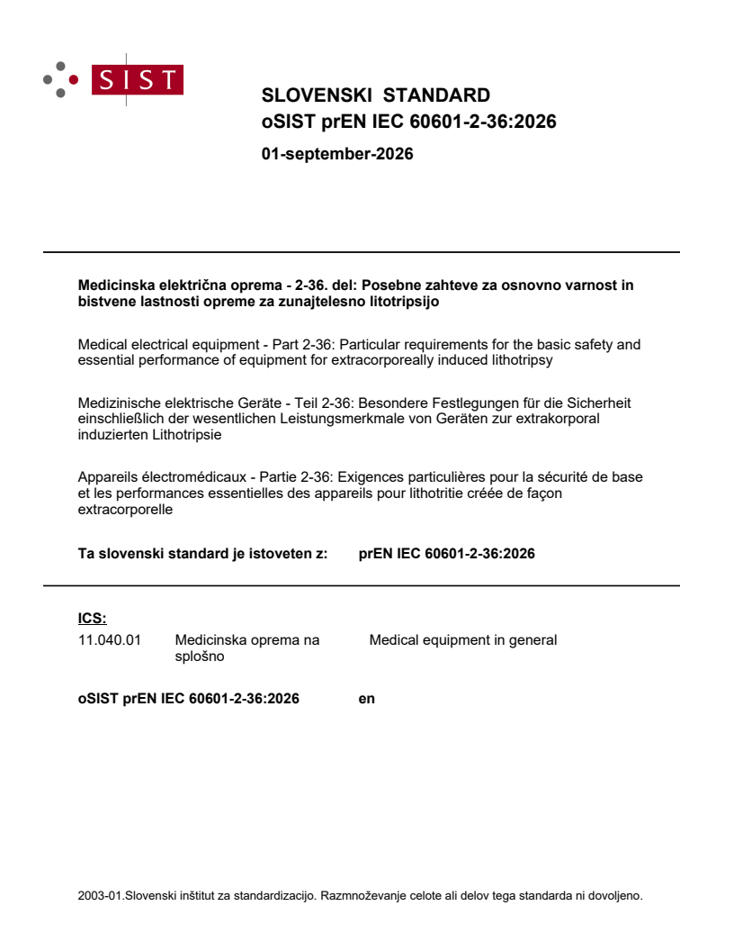 prEN IEC 60601-2-36:2026 prEN IEC 60601-2-36:2026 - Page 1 preview