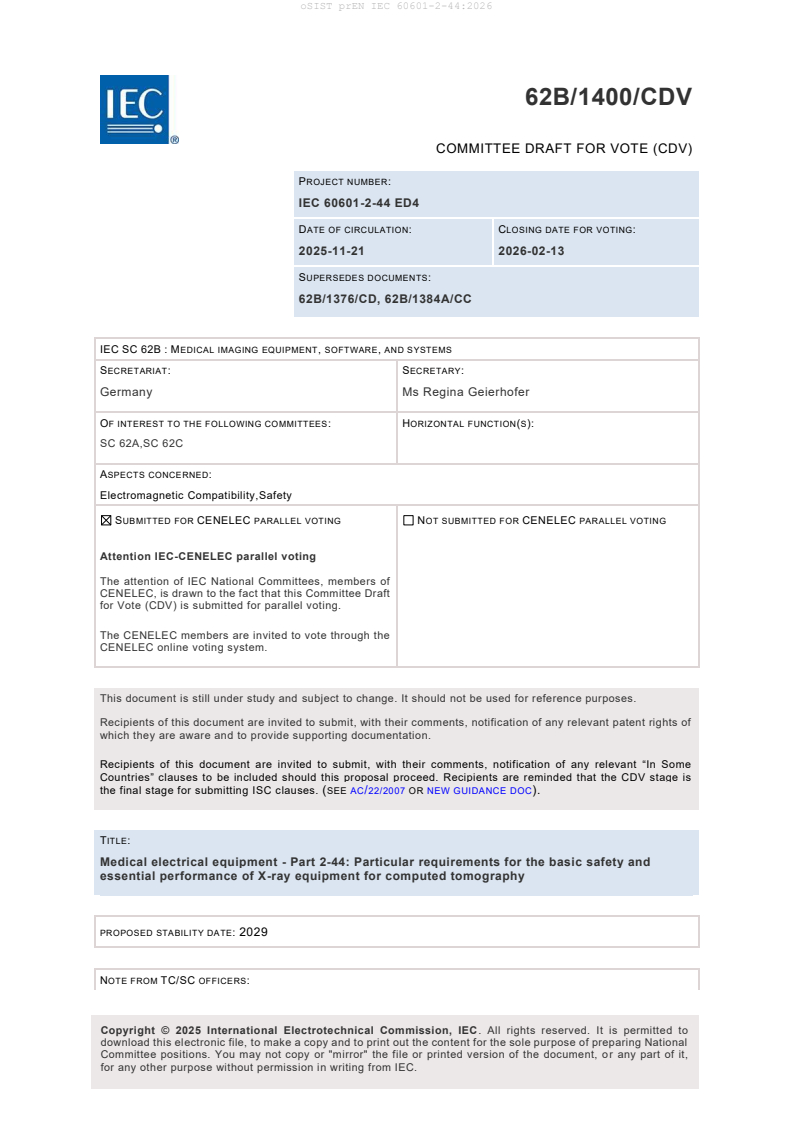 prEN IEC 60601-2-44:2026 - BARVE