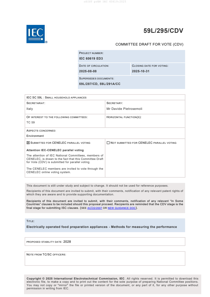 prEN IEC 60619:2025 - BARVE