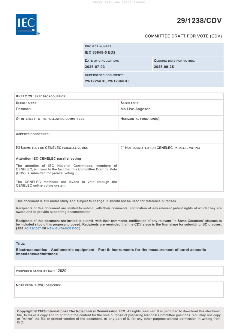 prEN IEC 60645-5:2026 prEN IEC 60645-5:2026 - Page 3 preview