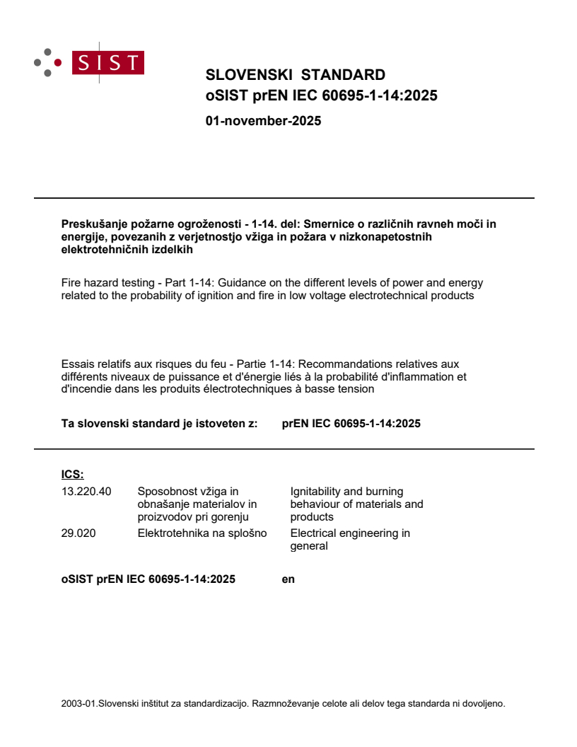 prEN IEC 60695-1-14:2025 - BARVE