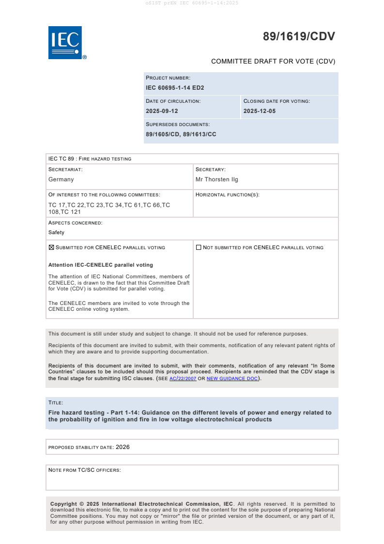 prEN IEC 60695-1-14:2025 - BARVE