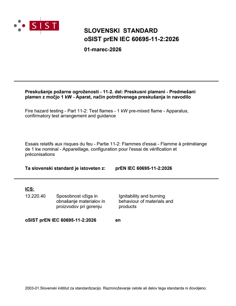 prEN IEC 60695-11-2:2026 prEN IEC 60695-11-2:2026 - Page 1 preview
