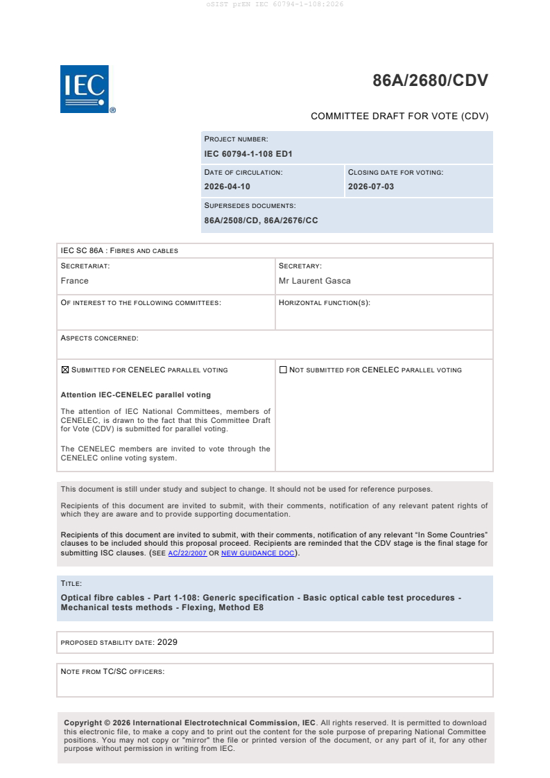 oSIST prEN IEC 60794-1-108:2026 oSIST prEN IEC 60794-1-108:2026 - Page 3 preview