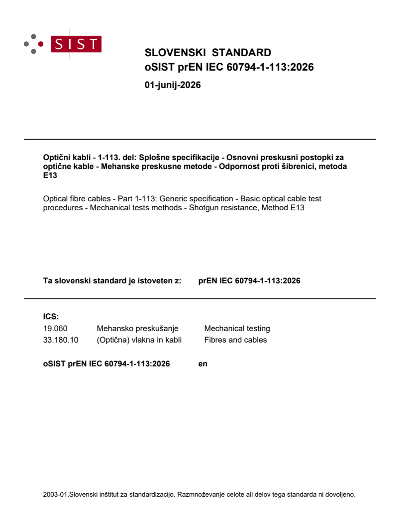 oSIST prEN IEC 60794-1-113:2026 oSIST prEN IEC 60794-1-113:2026 - BARVE - Page 1 preview