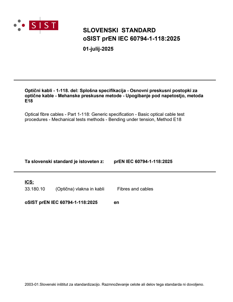prEN IEC 60794-1-118:2025 - BARVE