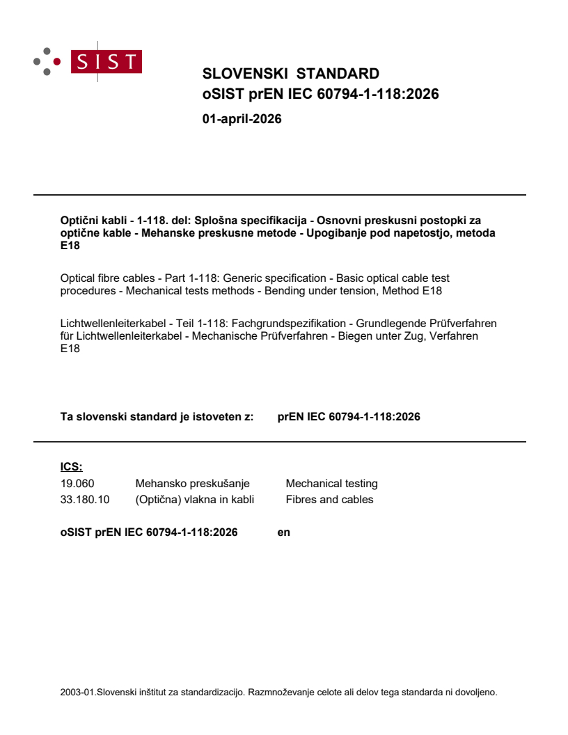 prEN IEC 60794-1-118:2026 prEN IEC 60794-1-118:2026 - BARVE - Page 1 preview
