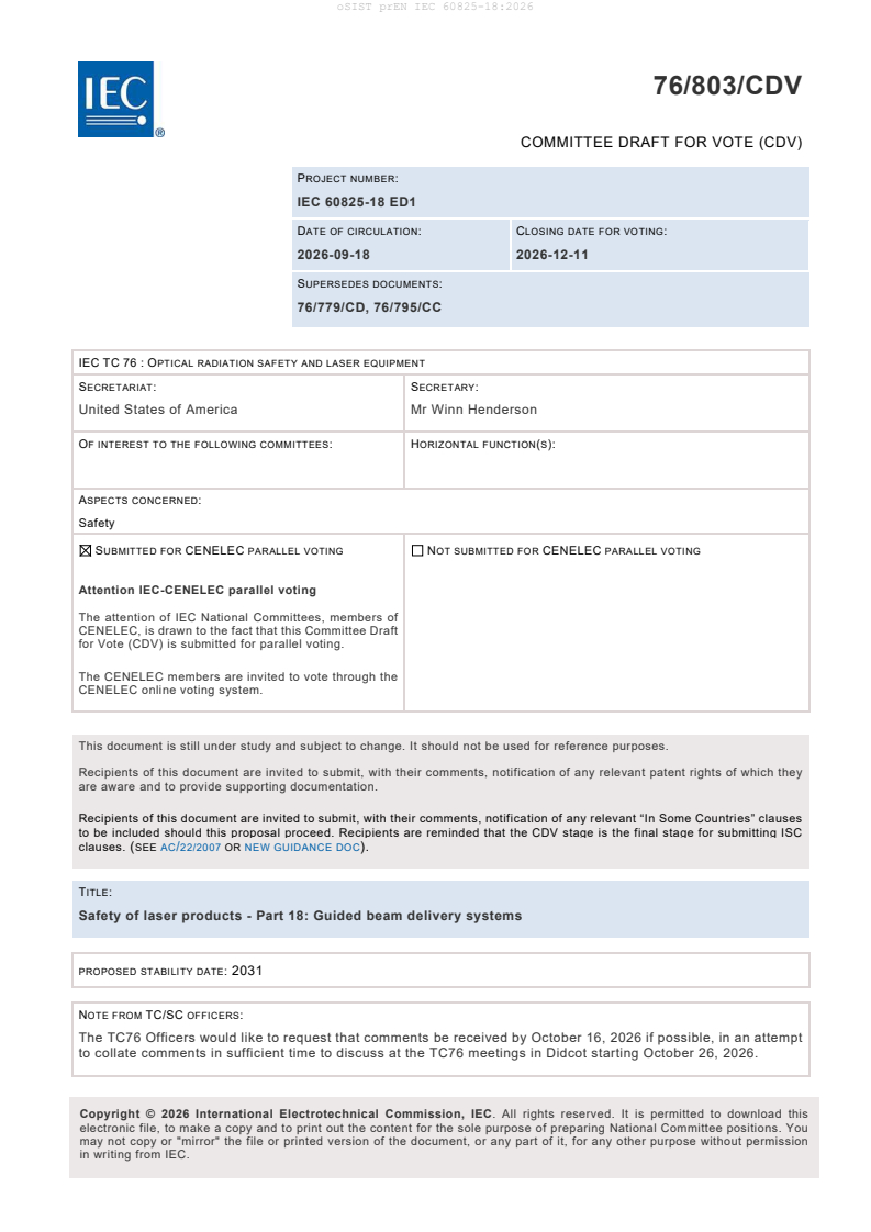 prEN IEC 60825-18:2026 prEN IEC 60825-18:2026 - Page 3 preview