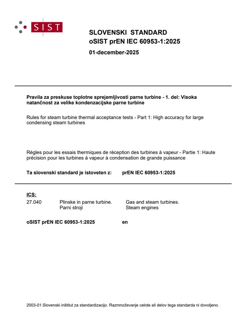 prEN IEC 60953-1:2025 - BARVE