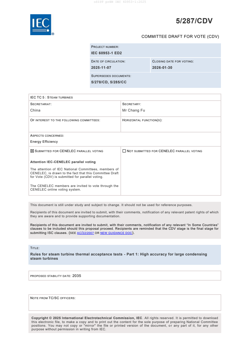 prEN IEC 60953-1:2025 - BARVE