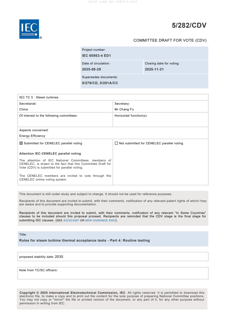 prEN IEC 60953-4:2025 - BARVE