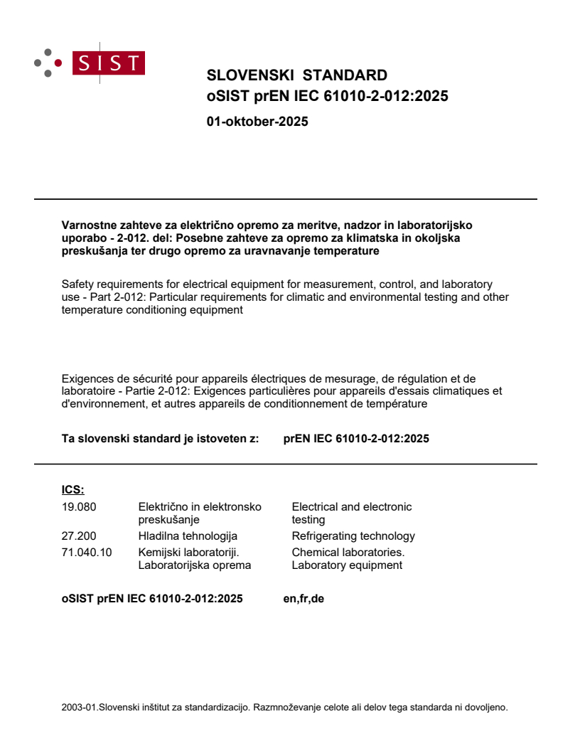 prEN IEC 61010-2-012:2025 - BARVE