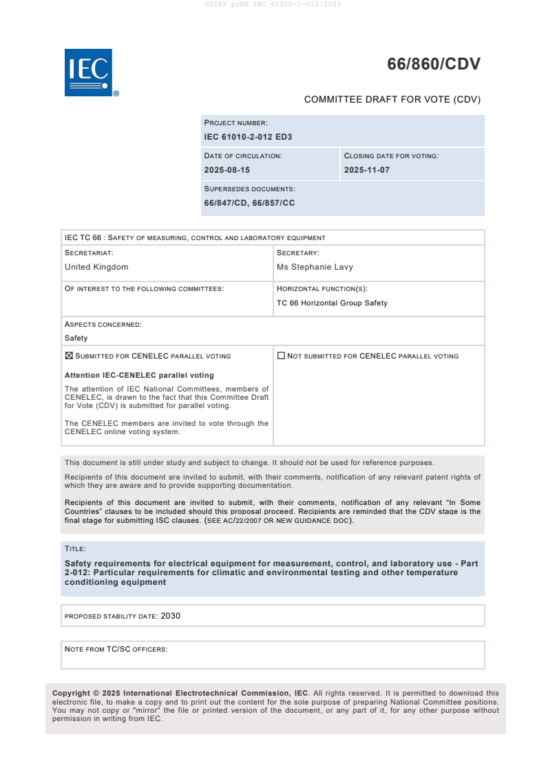 prEN IEC 61010-2-012:2025 - BARVE
