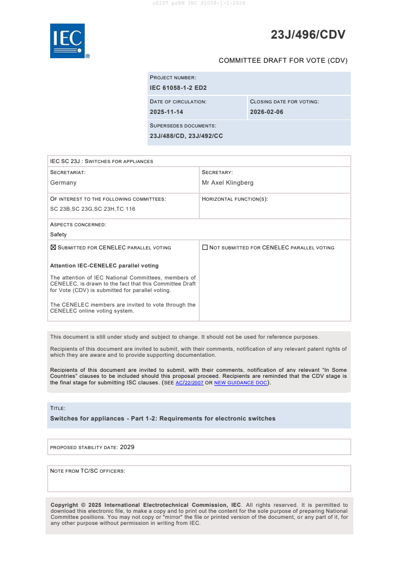 oSIST prEN IEC 61058-1-2:2026