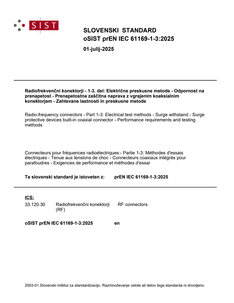 EN IEC 61169-1-3:2026 prEN IEC 61169-1-3:2025 - BARVE - Page 1 preview