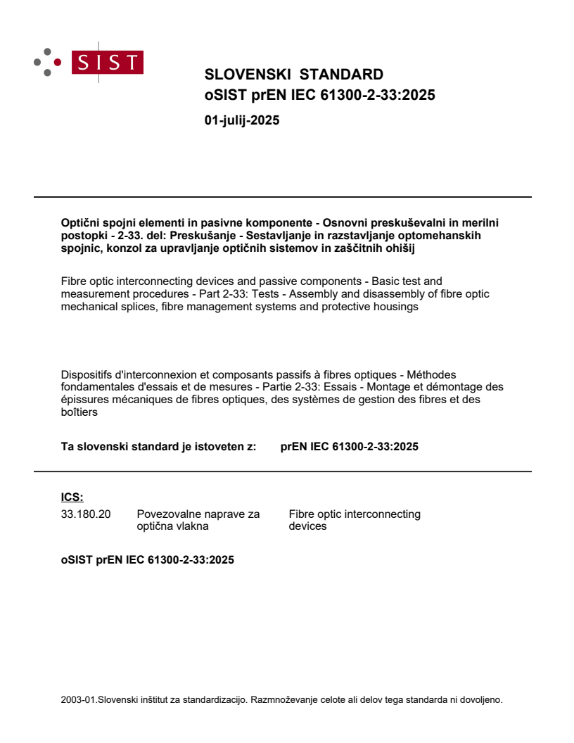 prEN IEC 61300-2-33:2025