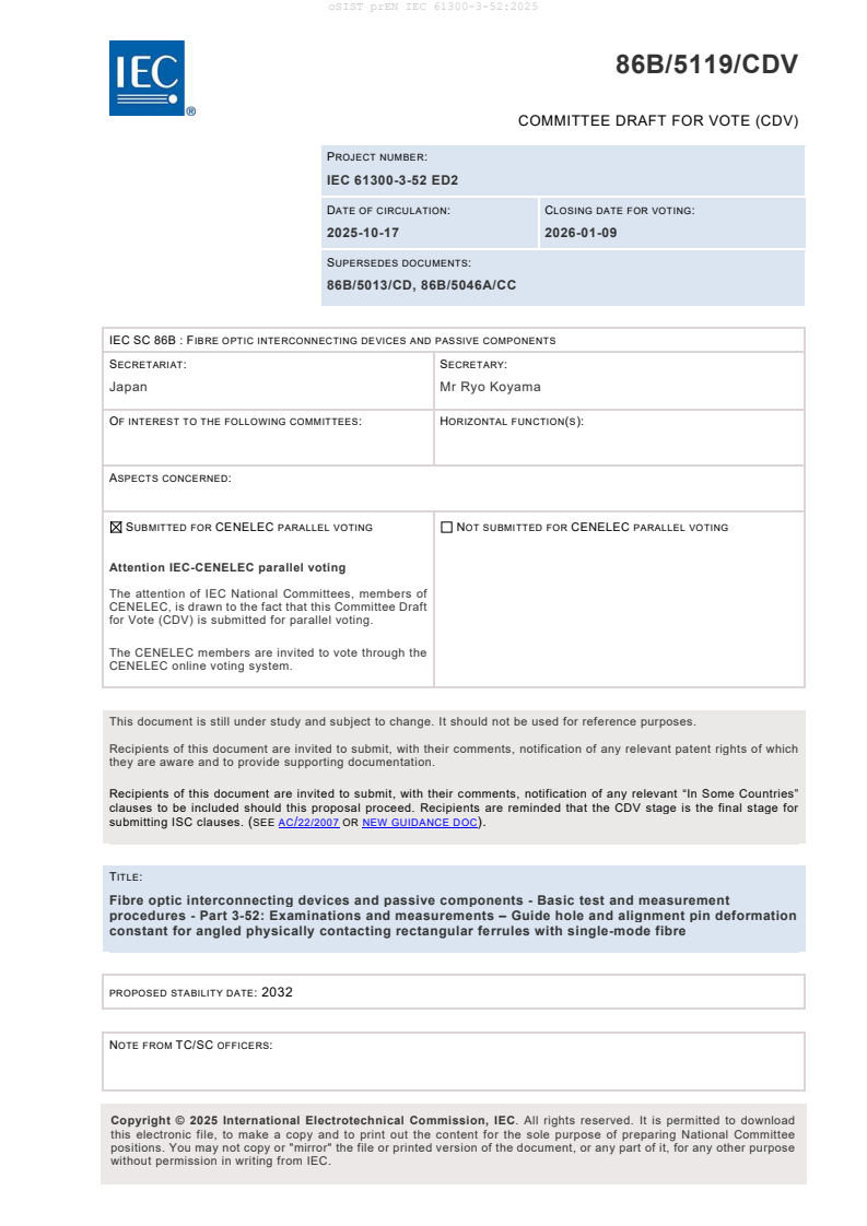 prEN IEC 61300-3-52:2025 prEN IEC 61300-3-52:2025 - Page 3 preview
