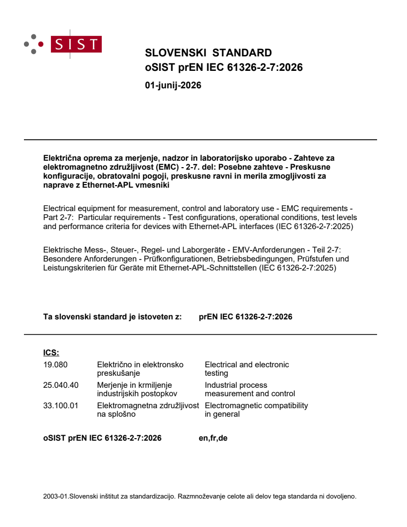 prEN IEC 61326-2-7:2026 prEN IEC 61326-2-7:2026 - Page 1 preview
