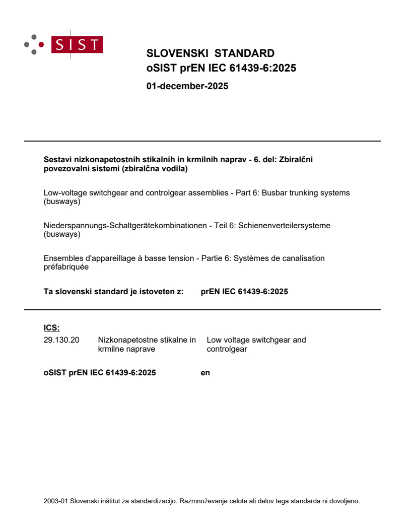 prEN IEC 61439-6:2025 prEN IEC 61439-6:2025 - BARVE