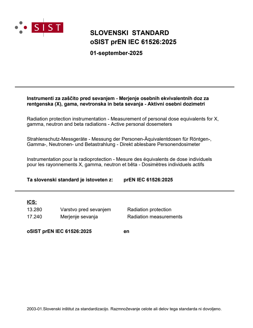 prEN IEC 61526:2025 - BARVE