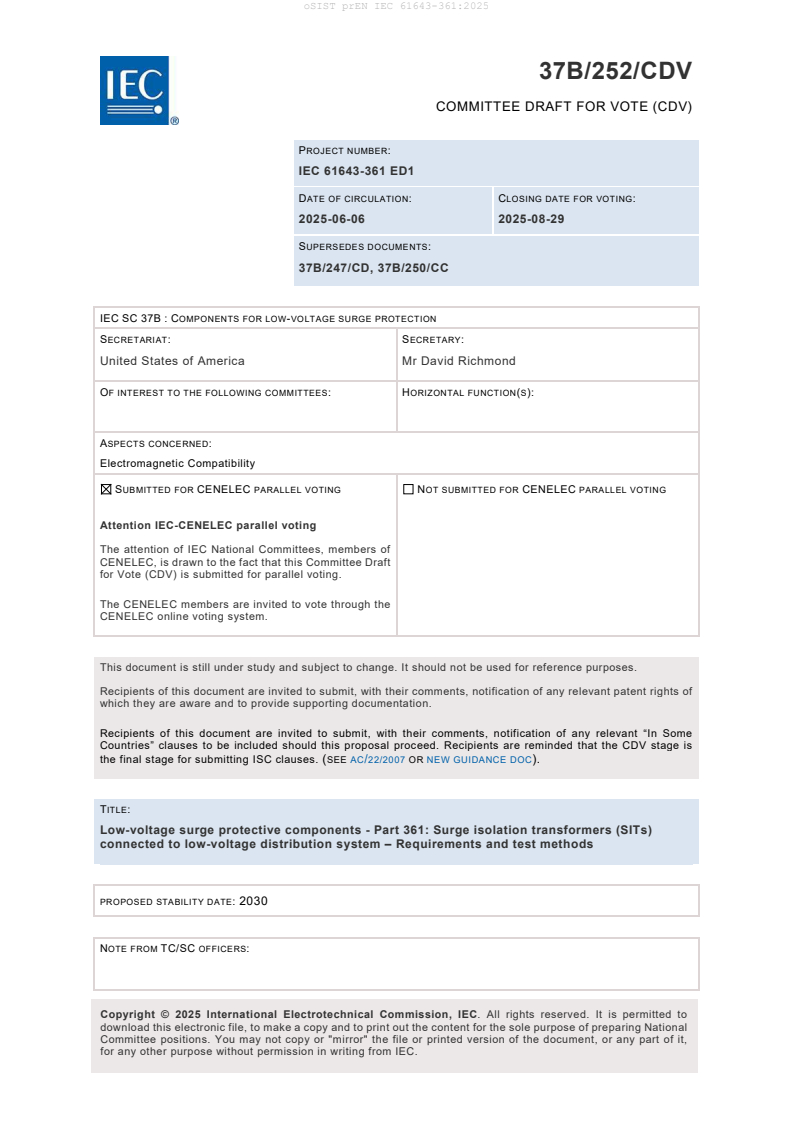 prEN IEC 61643-361:2025
