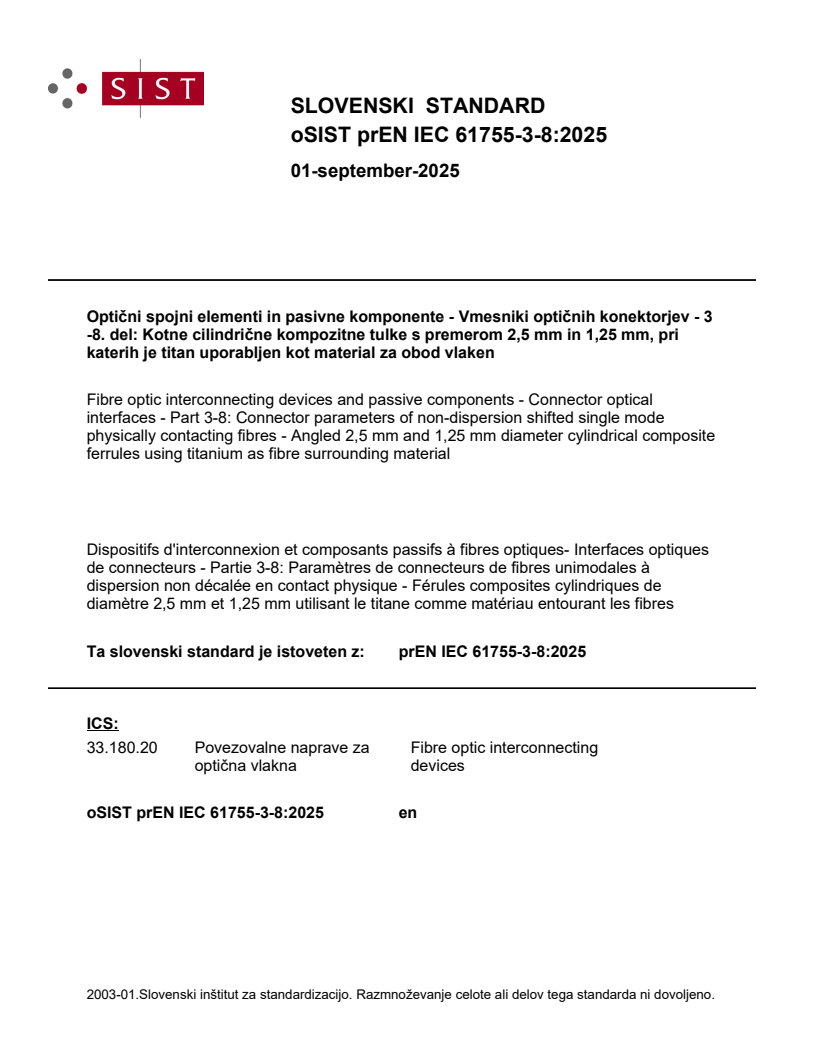 prEN IEC 61755-3-8:2025 - BARVE