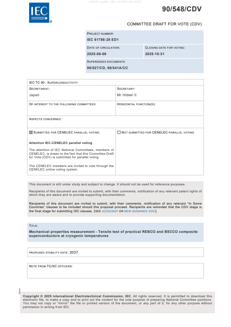 prEN IEC 61788-28:2025 - BARVE