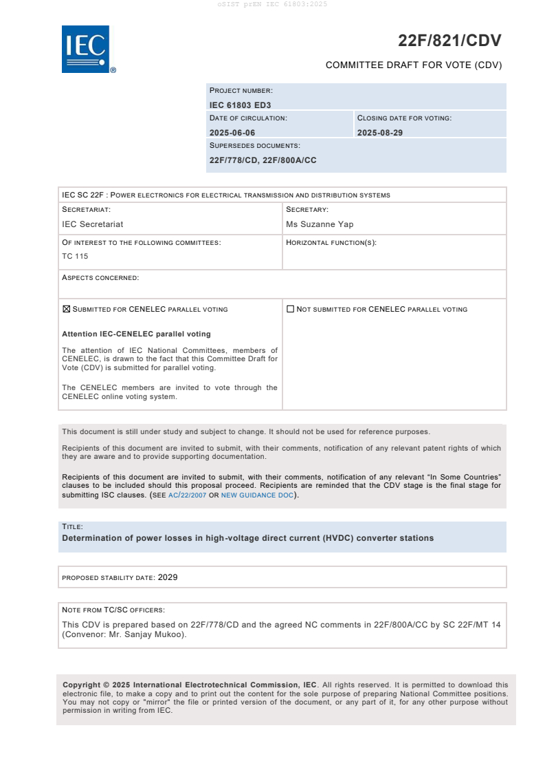 prEN IEC 61803:2025 - BARVE