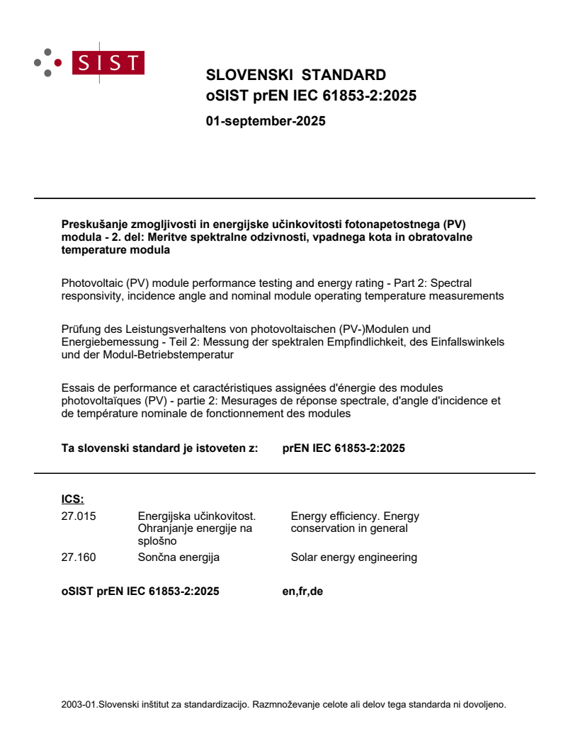 prEN IEC 61853-2:2025 - BARVE