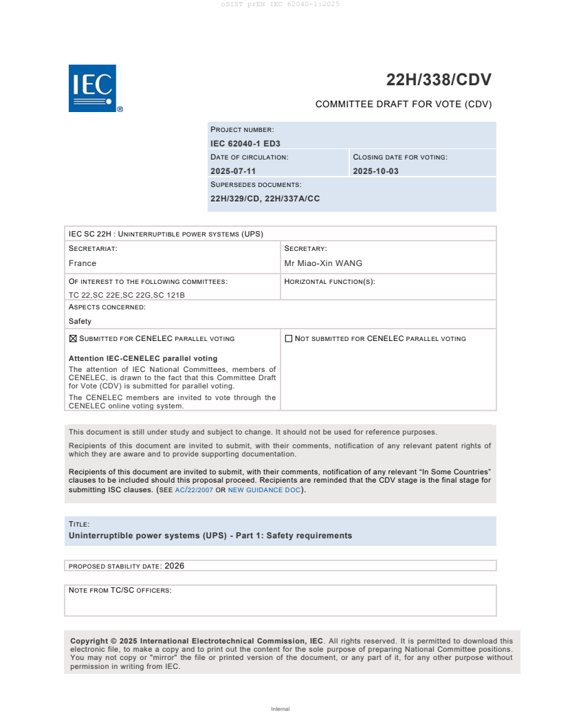 prEN IEC 62040-1:2025 - BARVE