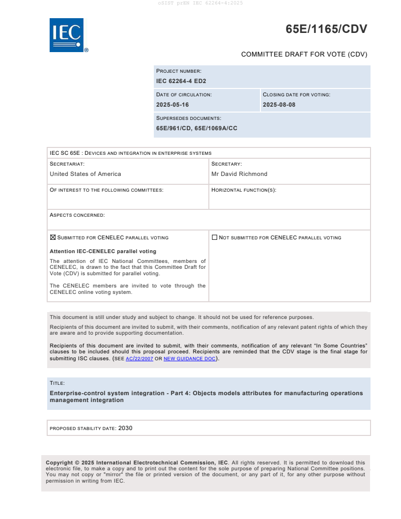 prEN IEC 62264-4:2025 - BARVE