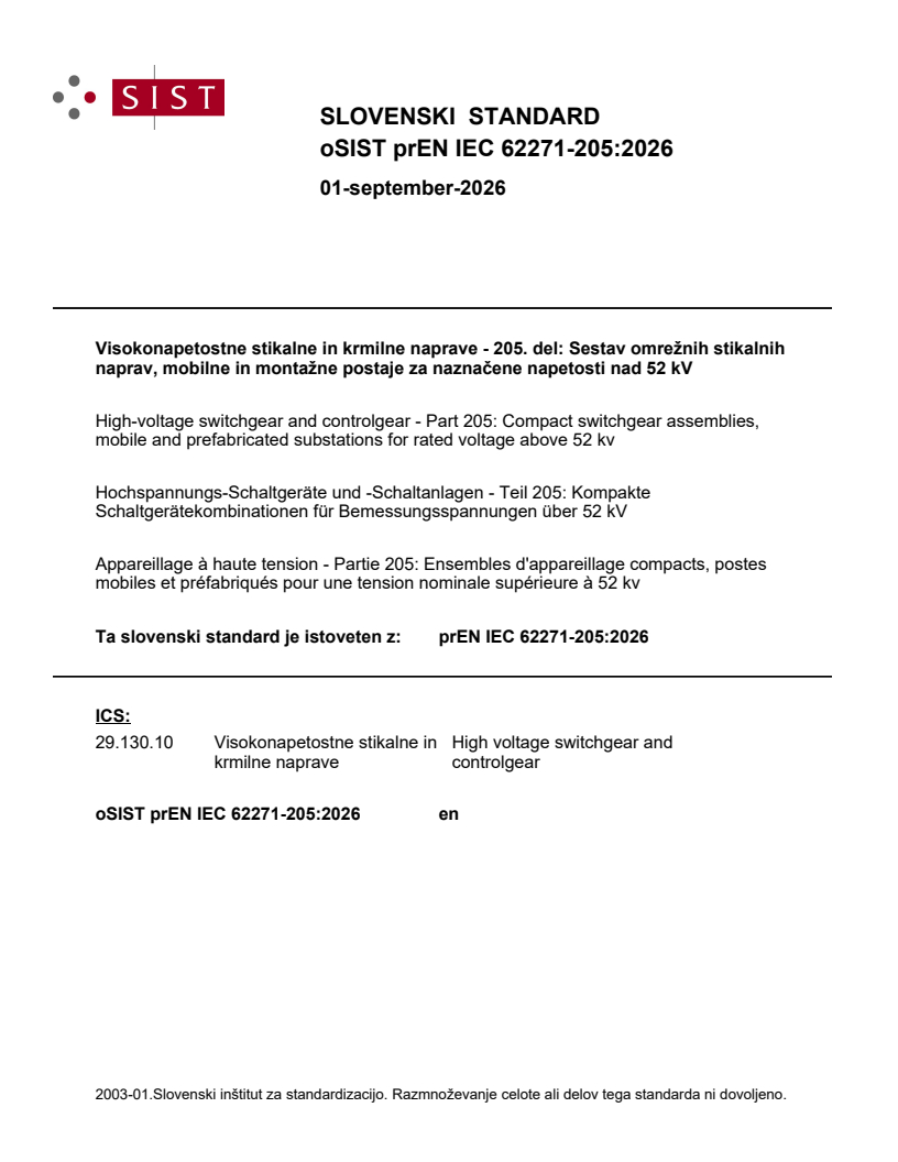prEN IEC 62271-205:2026 prEN IEC 62271-205:2026 - BARVE - Page 1 preview