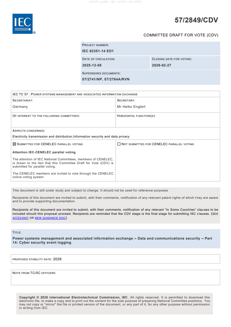 oSIST prEN IEC 62351-14:2026