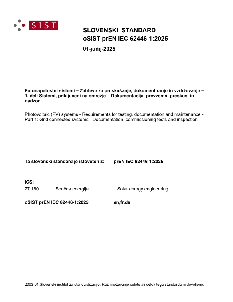 prEN IEC 62446-1:2025 - BARVE