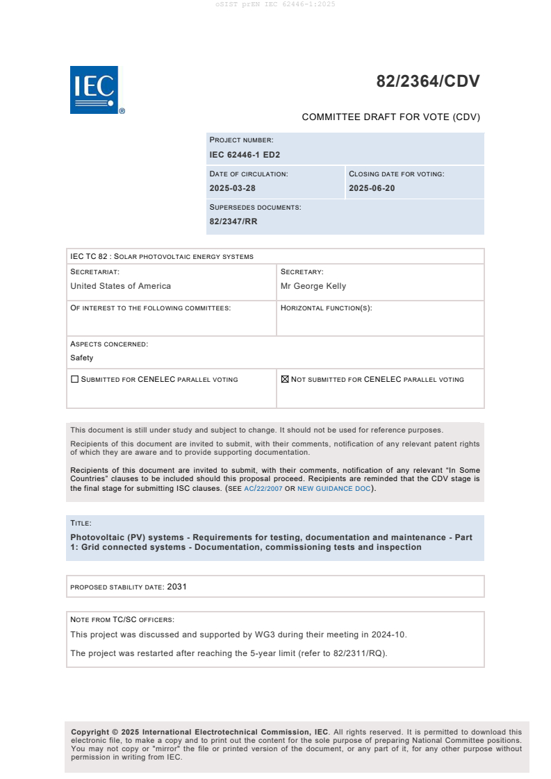 prEN IEC 62446-1:2025 - BARVE