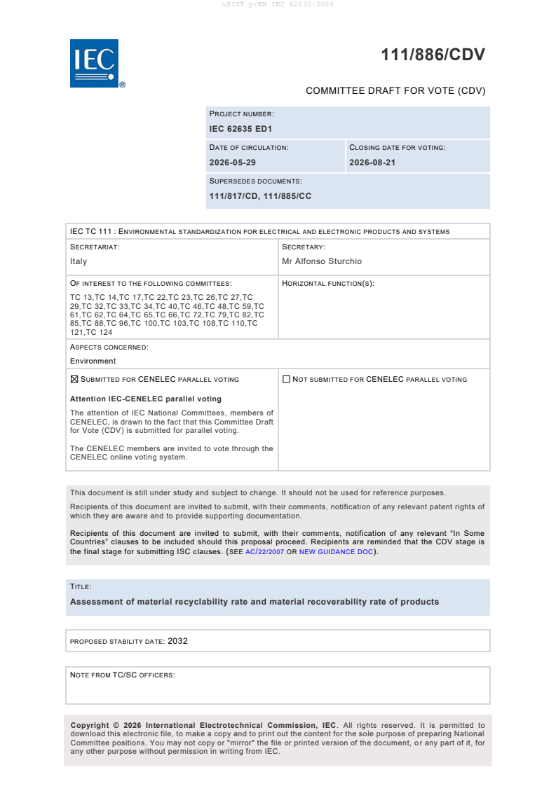 prEN IEC 62635:2026 prEN IEC 62635:2026 - BARVE - Page 3 preview